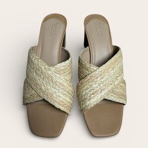 NEW Lauren Ralph Lauren - Freddi Mid Heel Sandal Raffia - Sz 9.5